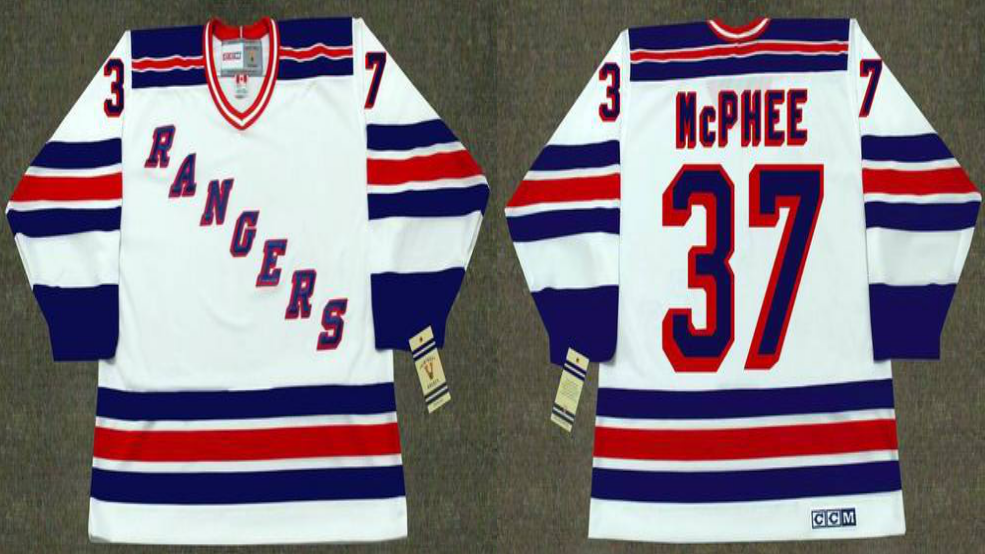 2019 Men New York Rangers #37 McPhee white CCM NHL jerseys->new york rangers->NHL Jersey